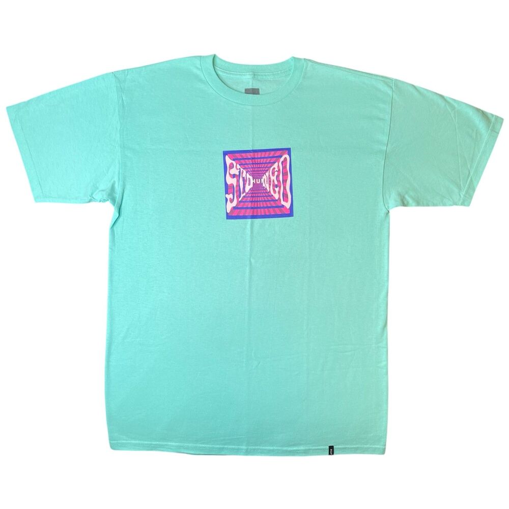 HUF Psychedelic Box Stoned Logo Trippy Tee Men’s M 100% Cotton NWOT Streetwear